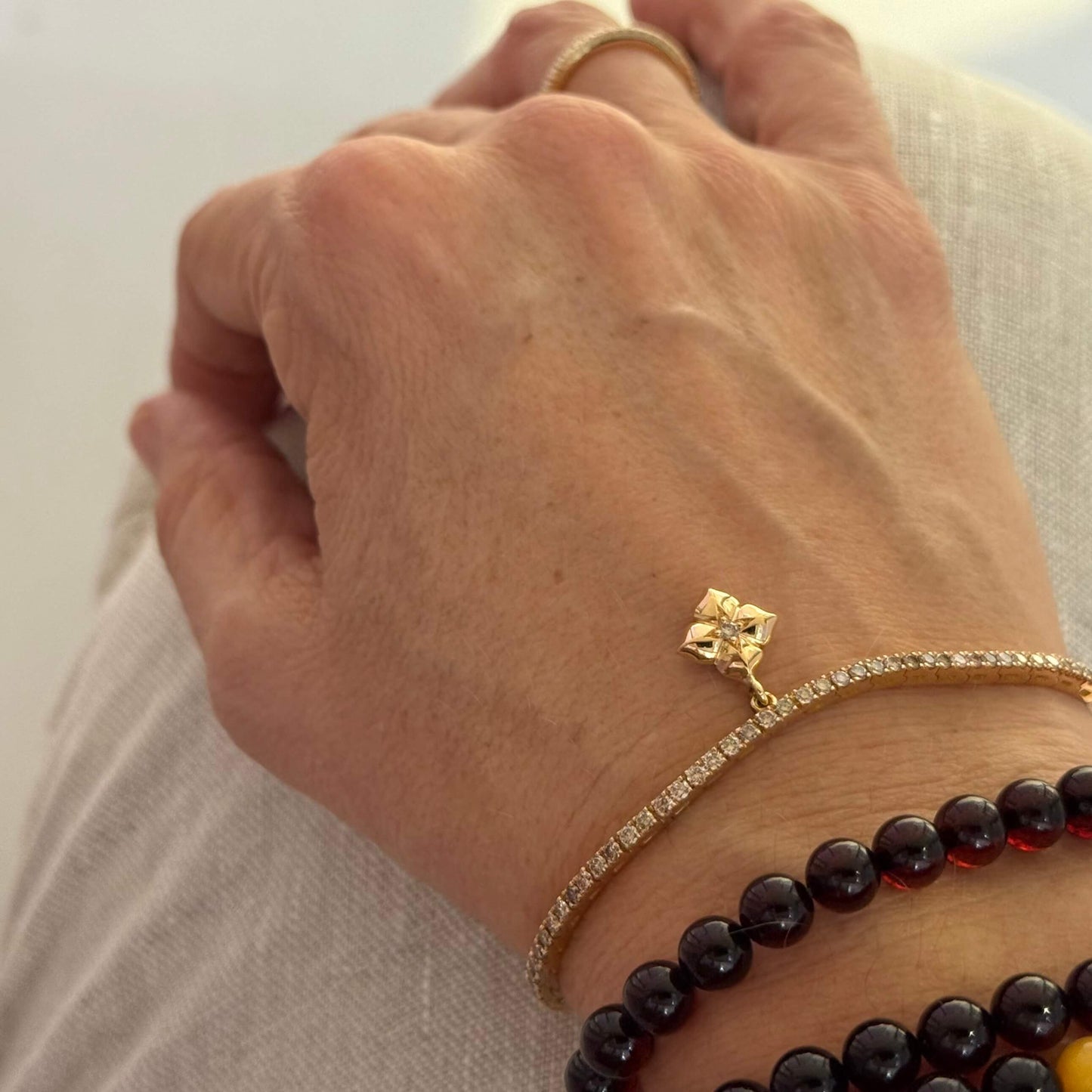 Tennisarmband Roségold mit Lilly Anhänger