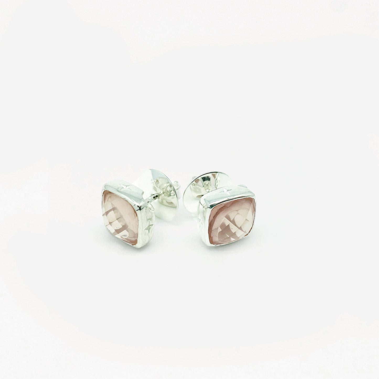 Pietra Quadro Ohrstecker Rosenquarz I STEINLINS