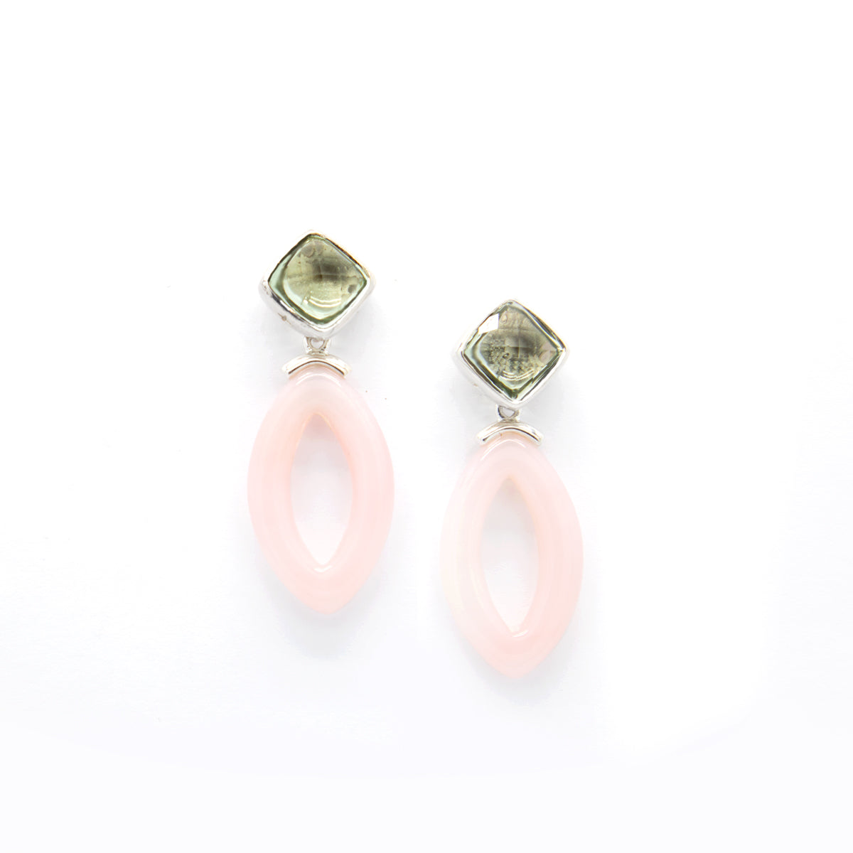 Ear studs Pietra Quadro Prasiolite