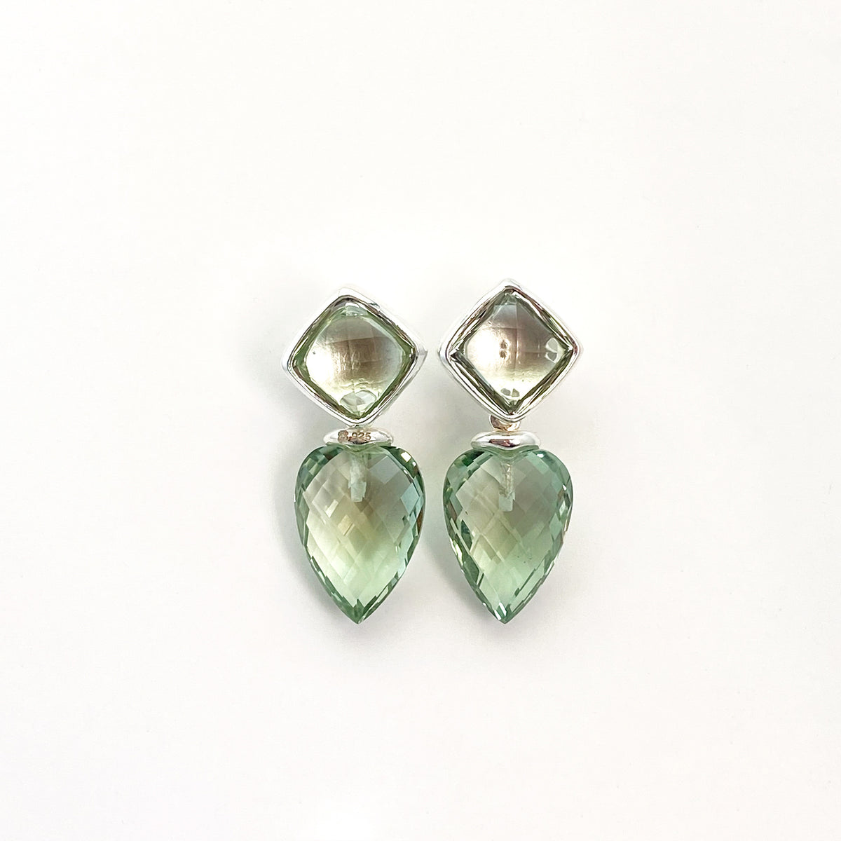 Ear studs Pietra Quadro Prasiolite
