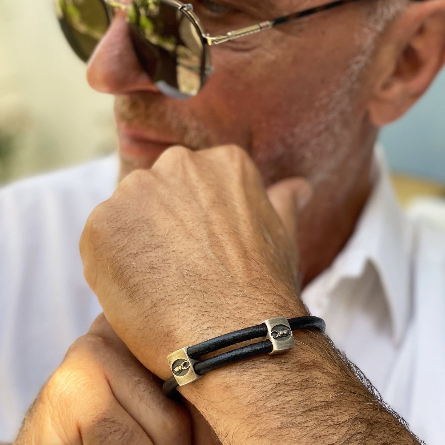 Lederarmband Cervo Volante für  Männer  | Grössenverstellbares Armband | STEINLINS